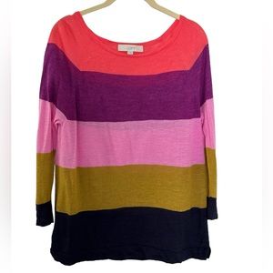 LOFT 3/4 sleeve Color Block Sweater Size M